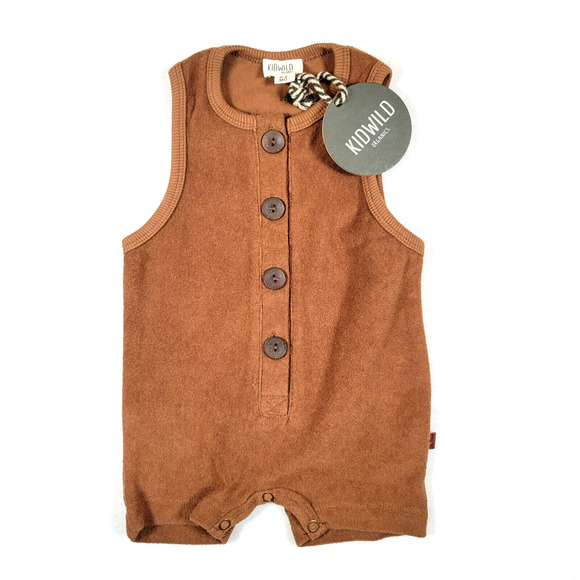 Kidwild Baby Tank Shorts Romper Jumper Size 0-3 months Brown Button Front Boho - Picture 1 of 6